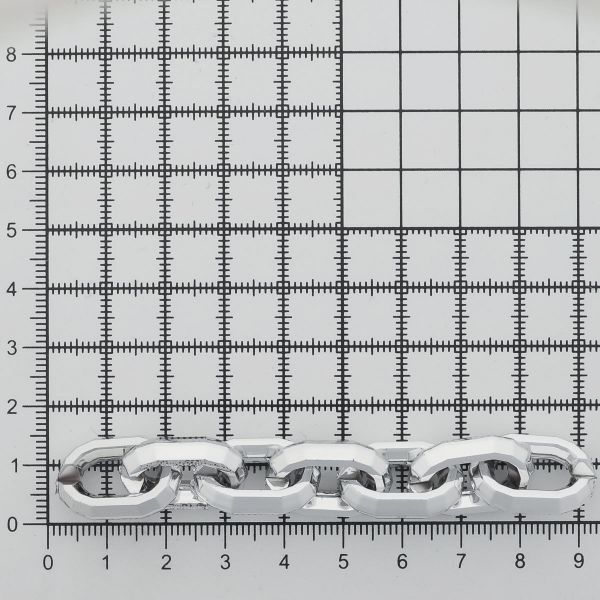 Цепь пластик декоративная 23х15 мм, 10 см, серебро, S090502
