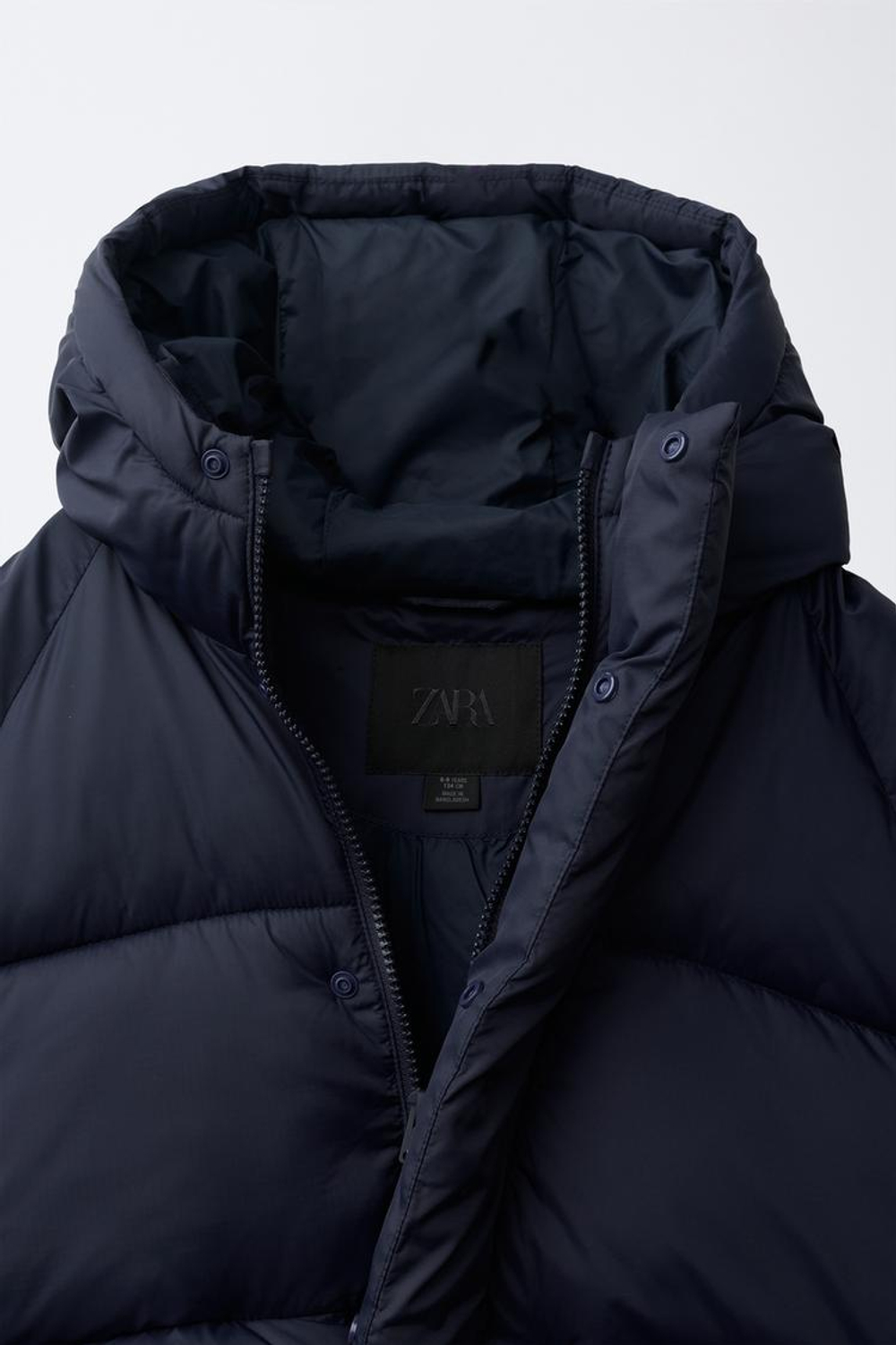 ZARA СТЕГАНАЯ КУРТКА С КАПЮШОНОМ WATER REPELLENT, МОРСКОЙ СИНИЙ