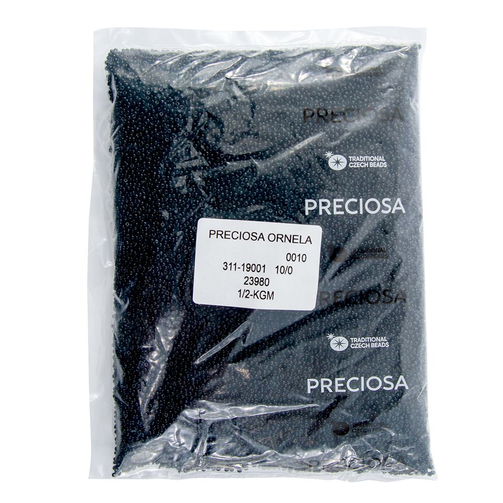 Бисер Preciosa 10/0, 1000 г, цв.23980 черный непрозрачный Бисер Preciosa 10/0, 1000 г, цв.23980 черный непрозрачный