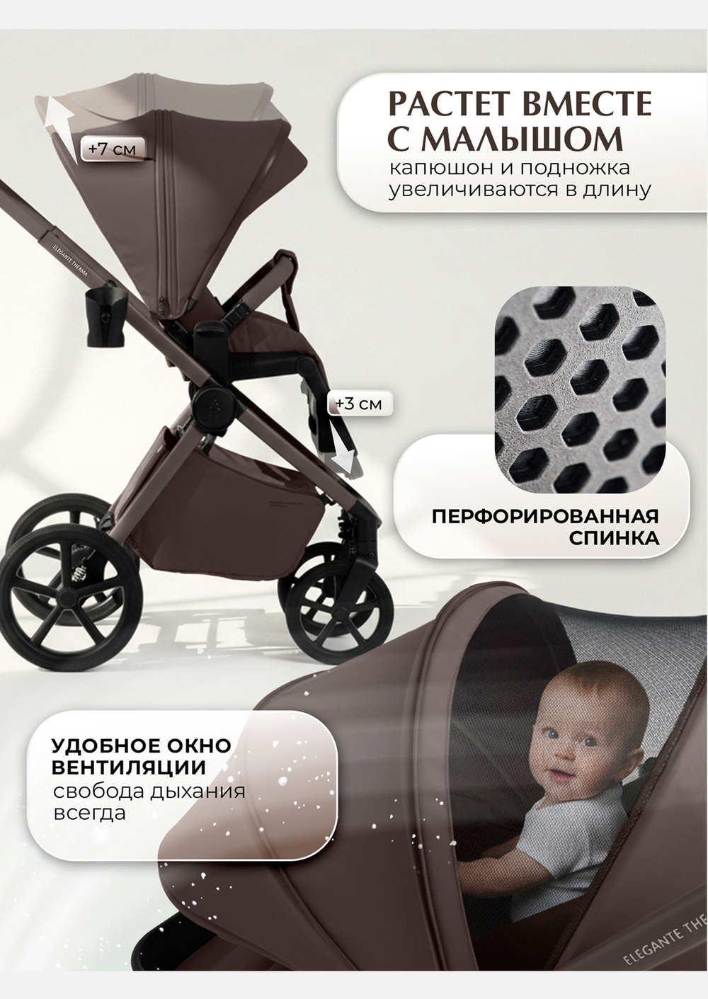 Sweet Baby Коляска 2 в 1 SBL Elegante Therma Chocolate Brown