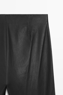 Massimo Dutti Леггинсы-клеш из кожи наппа, черный