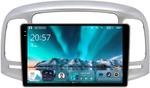 Магнитола для Hyundai Verna 2006-2010 (рамка серебро) - Teyes CC4 монитор 9.2" 2K QLED на Android 14, Быстрейшая, Snapdragon 680, DSP, CarPlay, 4G SIM-слот