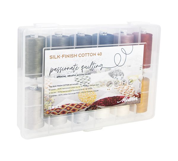 Нитки швейные (набор) Silk-Finish Cotton Лоскутное шитье в подарочной упаковке, 12 катушек, SFC40PASSION-KIT
