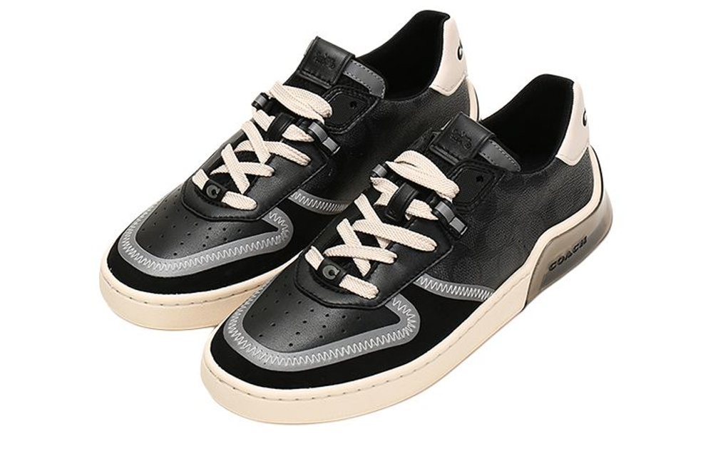 COACH CitySole Leather Support Balance Lightweight Low top Sports Casual Shoes Men"s Gray Black