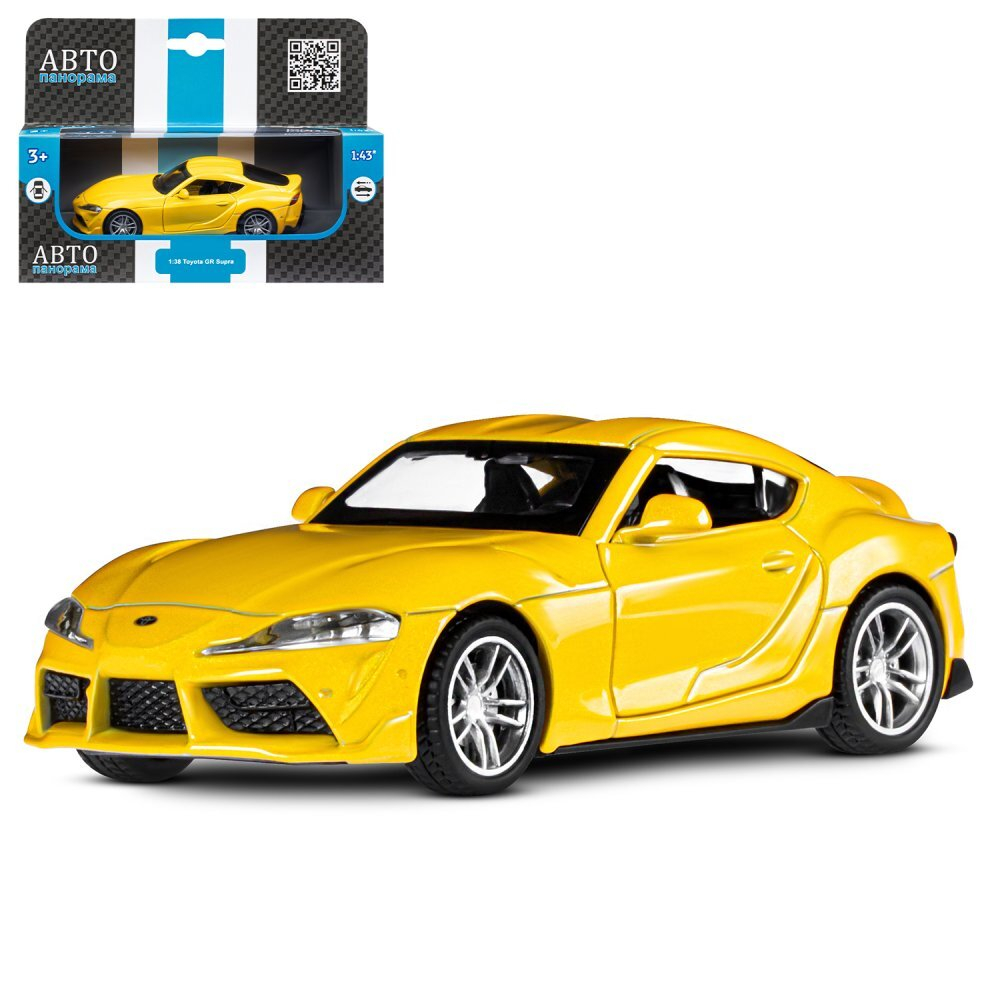Модель 1:38 Toyota GR Supra, желтый, откр. двери, инерция