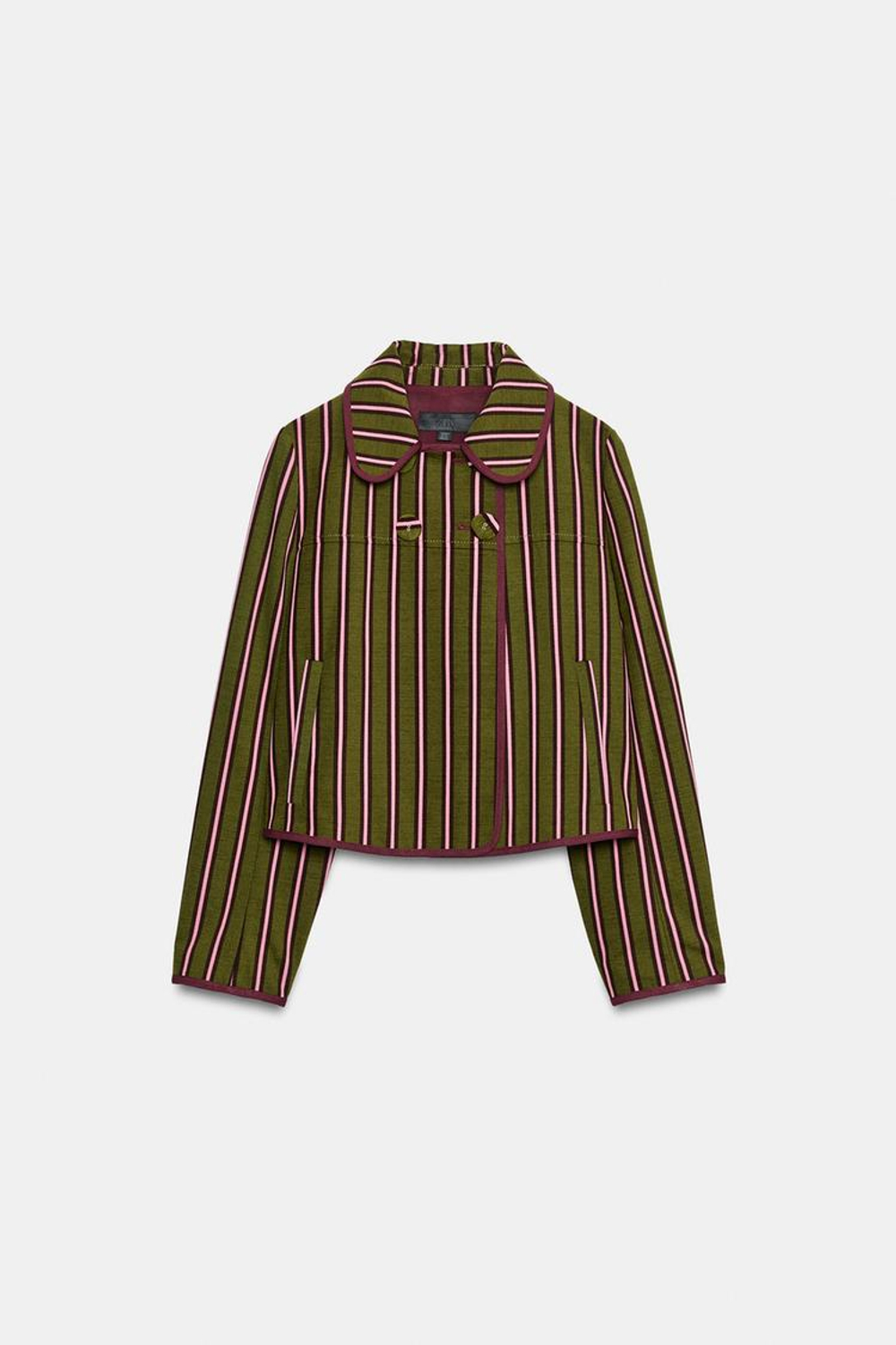 ZARA ДВУБОРТНАЯ КУРТКА В ПОЛОСКУ, РАЗНОЦВЕТНЫЙ