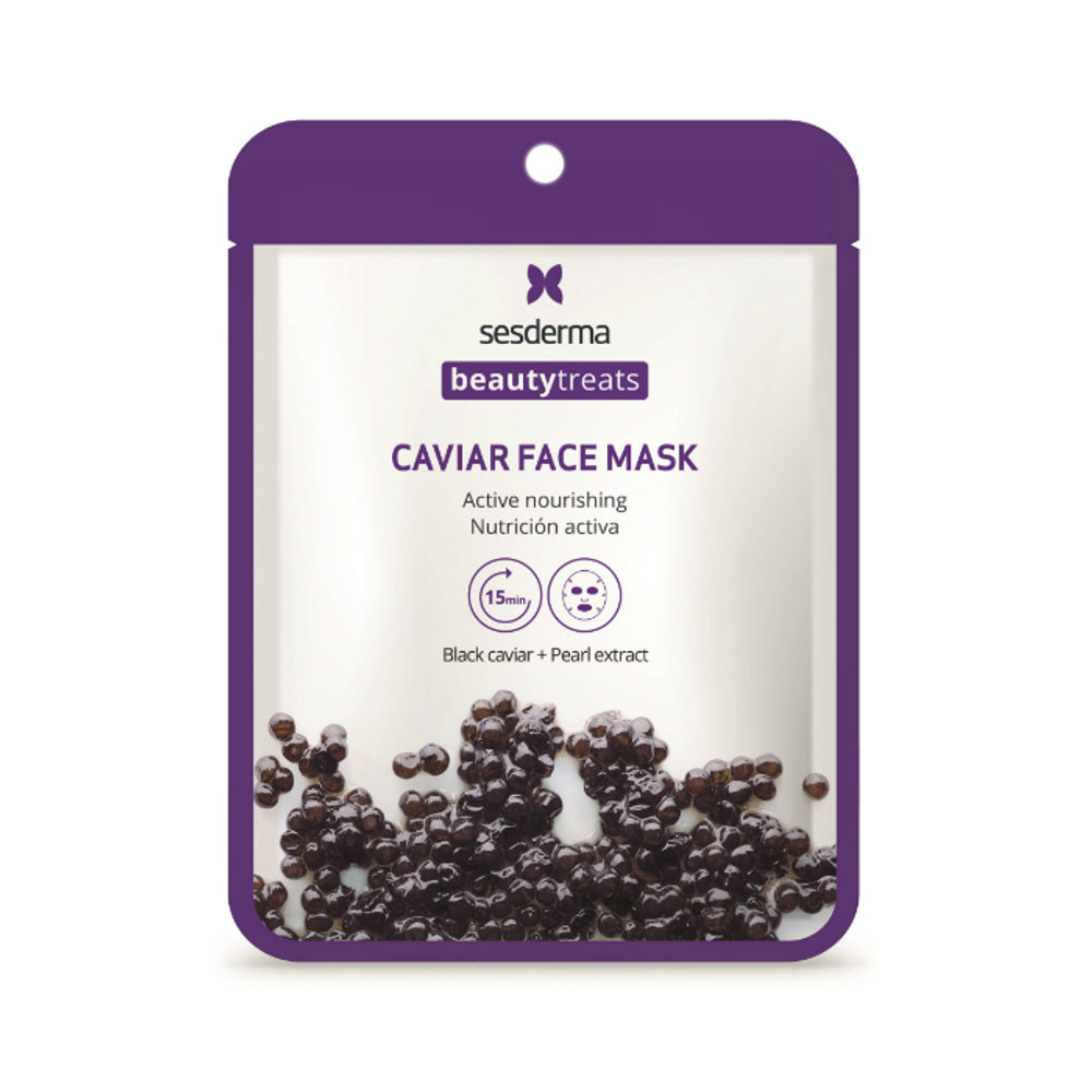 Sesderma BEAUTY TREATS CAVIAR - Набор из трёх тканевых масок для лица (Natural Lifting Therapy Mask - Маска антивозрастная для лица, 1 шт + Vitamin Rich Complex - Маска для сияния кожи, 1 шт + Black Сaviar Face Mask - Маска питательная для лица, 1 шт)