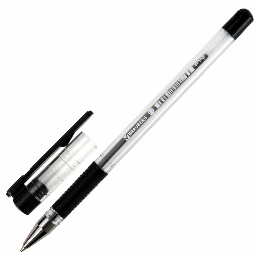 Ручка шариковая с грипом BRAUBERG "X-Writer", 1шт, ЧЕРНАЯ, узел 0,7 мм, линия письма 0,35 мм, 142404