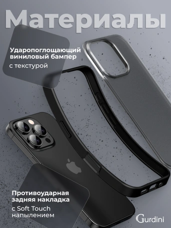Чехол накладка iPhone 16 Pro Max 6.9" Gurdini Shockproof Case Black