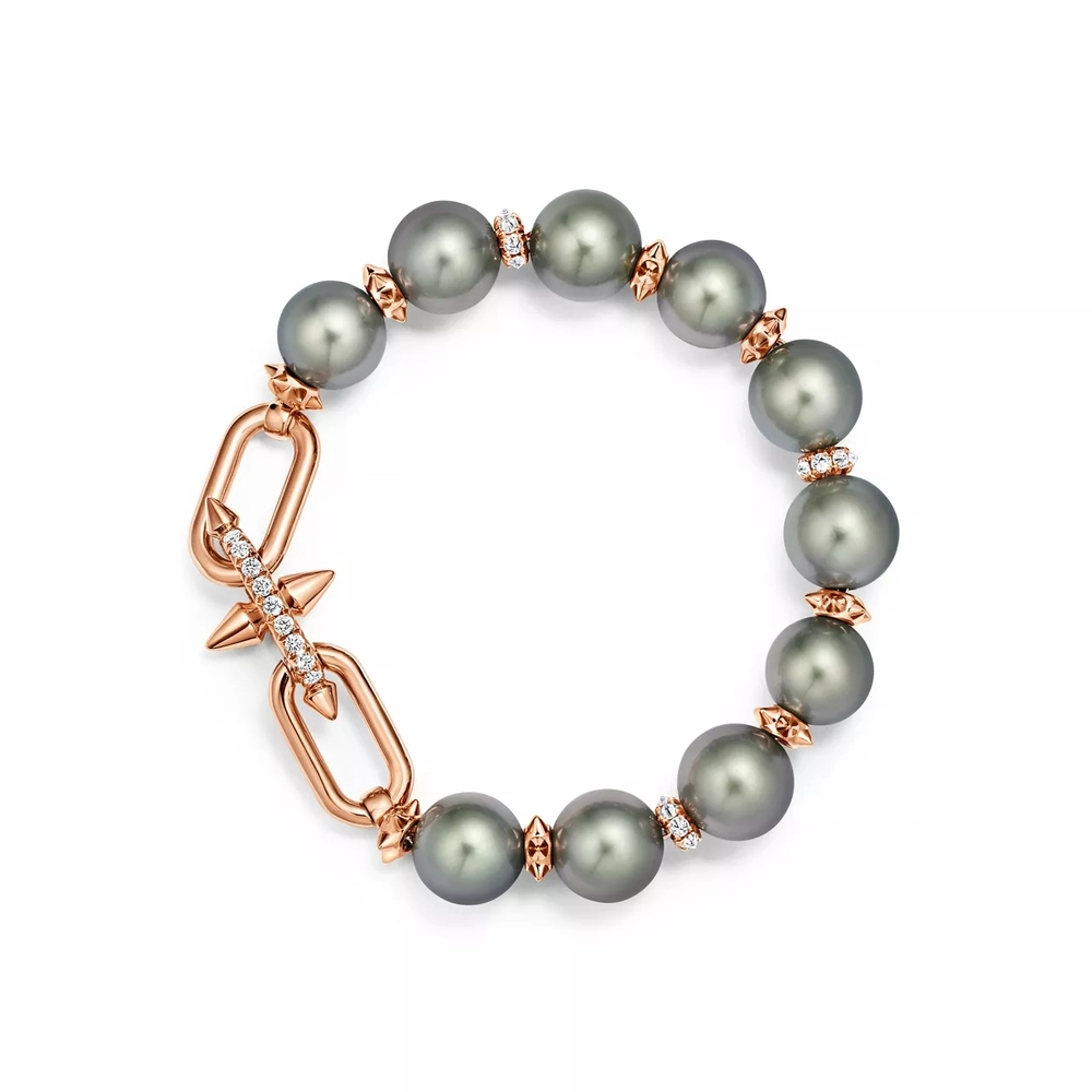 Браслет из розового золота 18k с жемчугом и бриллиантами, Tiffany 💠 Titan by Pharrell Williams