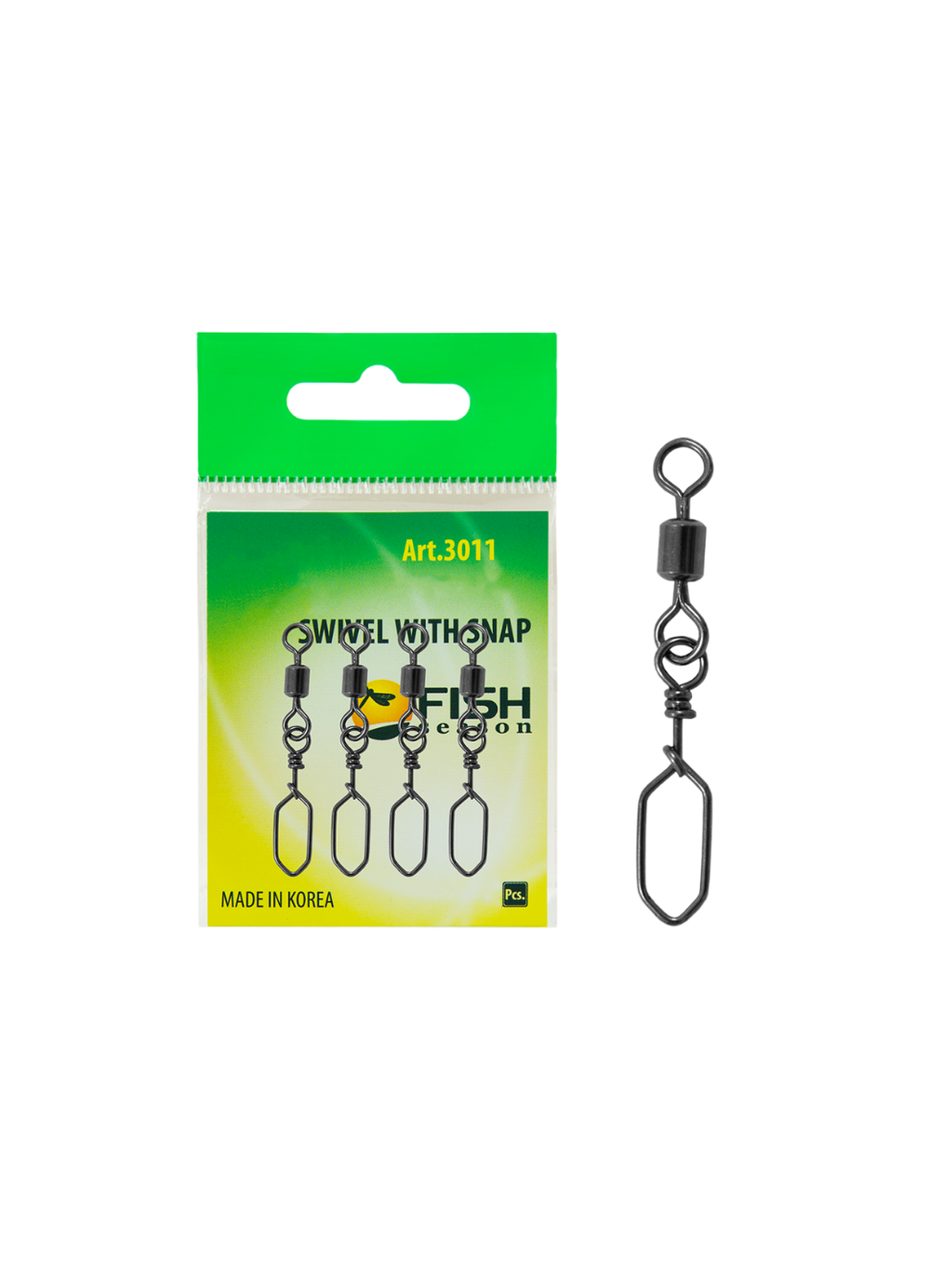 Вертлюжок рыболовный Fish Crystal SWIVEL WITH SNAP с застежкой Square 3011 №2 (5 упаковок)