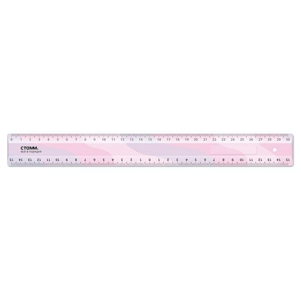 Линейка 30см "Зефир", пластиковая, европодвес (СТАММ)