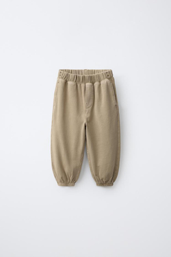 ZARA ОДНОТОННЫЕ БРЮКИ-ДЖОГГЕРЫ, ПЕСОЧНЫЙ