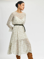 Платье Esthetic Code V-0825 Katy ( Petit)+комбинация Шифон и вискоза молочный с цветочным