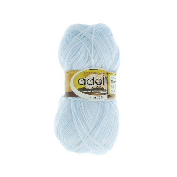 Пряжа Adelia Jane / уп.10 мот. по 50г, 227м, 01 белый-бл.голубой
