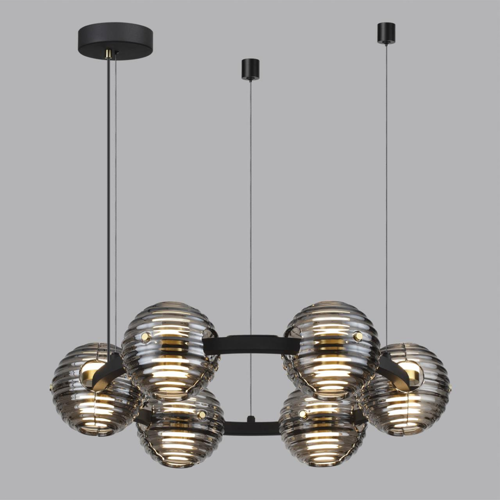 5041/60L L-VISION ODL24 000 черн./золото/дымчатый/металл/стеко Люстра LED 60W 4000К 1526Лм TRONI