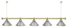 Лампа STARTBILLIARDS 5 пл. (плафоны голубые,штанга голубая,фурнитура золото)