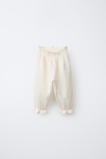 ZARA ДЖОГГЕРЫ С КРУЖЕВНОЙ ТЕКСТУРОЙ, ЭКРЮ