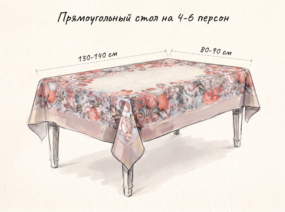 Скатерть 130х180 см (прямоугольная, хлопковая)