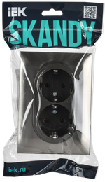 SKANDY Розетка 2-местная с заземлением без защитных шторок 16А в сборе SK-R08N металл никель IEK
