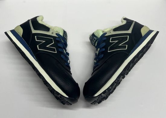 Кроссовки New Balance 574 Leather Blue с мехом