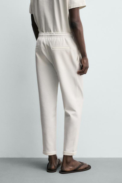 ZARA БРЮКИ-ДЖОГГЕРЫ NON IRON КОМФОРТНОЙ ПОСАДКИ, ЖЕЛТОВАТО-БЕЛЫЙ