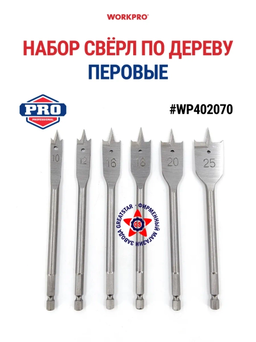 Набор перовых свёрл по дереву WP402070