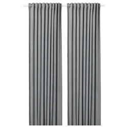 IKEA SANDSVINGEL  (ИКЕА САНДСВИНГЕЛ)  -  Штора, 2 шт. - серый/на ленте 135х300 см