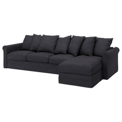 IKEA GRÖNLID  (ИКЕА ГРЁНЛИД)  -  Чехол на 4-местный диван - с шезлонгом, Хилларед антрацит