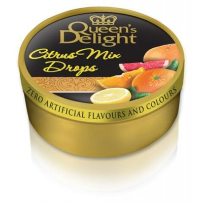 Конфеты леденцы карамельные Queen's Delight Citrus Mix Цитрусовый микс 150 г (Германия)