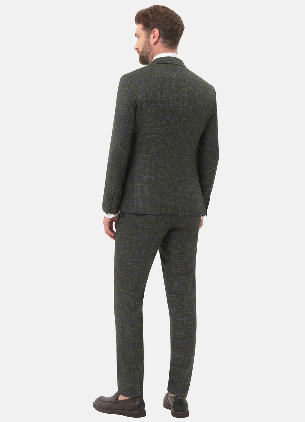 Классический костюм slim fit бренд Belfor оливкового цвета.