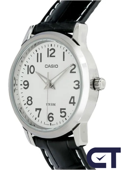 Casio LTP-1303L-7B — женские часы с белым циферблатом и кожаным ремешком