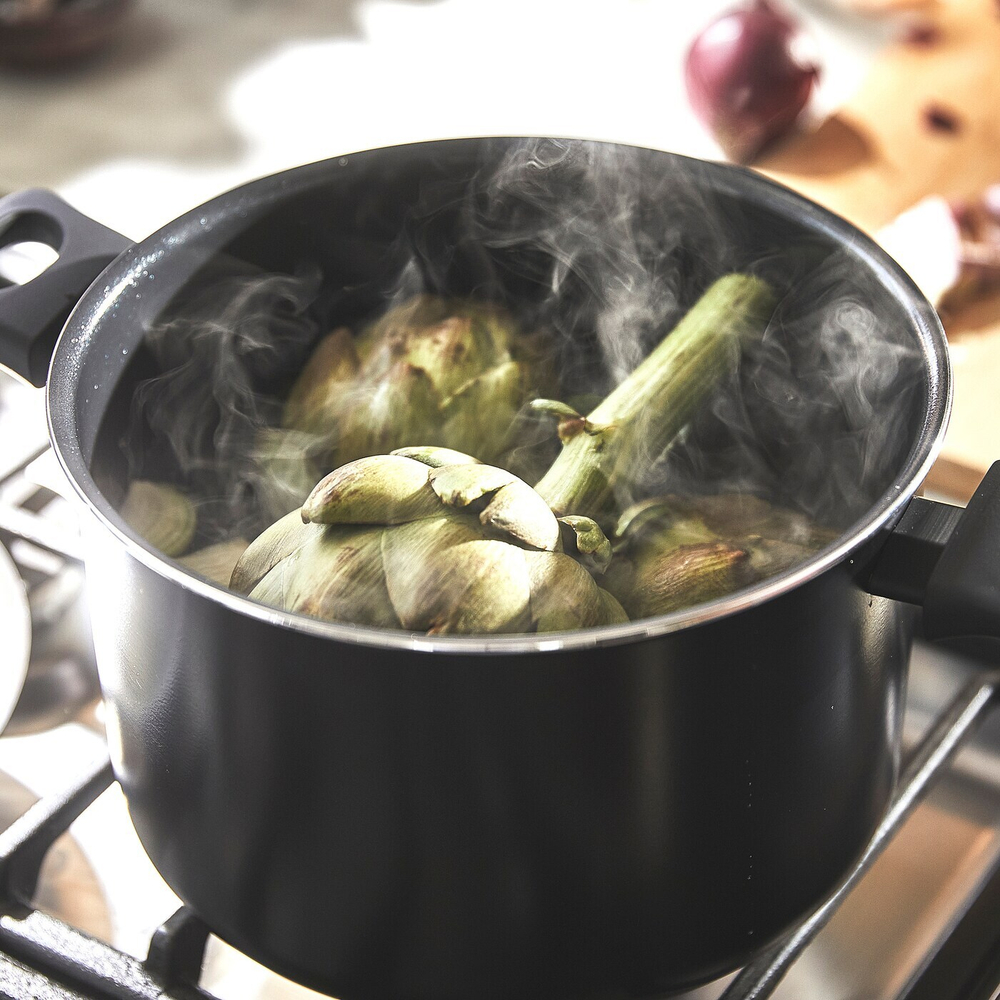IKEA HEMLAGAD  (ИКЕА ХЕМЛАГАД)  -  Кастрюля с крышкой, антипригарное покрытие, черный, 5 л