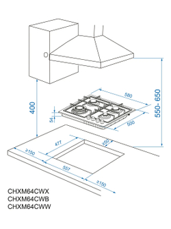 Газовая варочная панель Candy CHXM64CWB