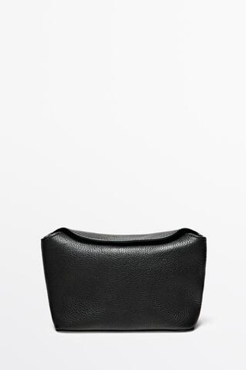 Massimo Dutti Мини-несессер из кожи наппа, черный