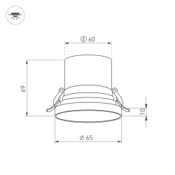 Светильник MS-VOLCANO-BUILT-R65-6W Day4000 (BK, 38 deg, 230V) (Arlight, IP20 Металл, 5 лет) 035442