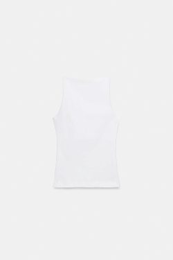 ZARA ТОП НА БРЕТЕЛЯХ, БЕЛЫЙ