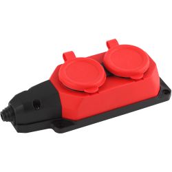 Колодка ЭРА K-2e-RED-IP44 каучуковая с заземлением 2 розетки 16A IP44 красная | Электротовары