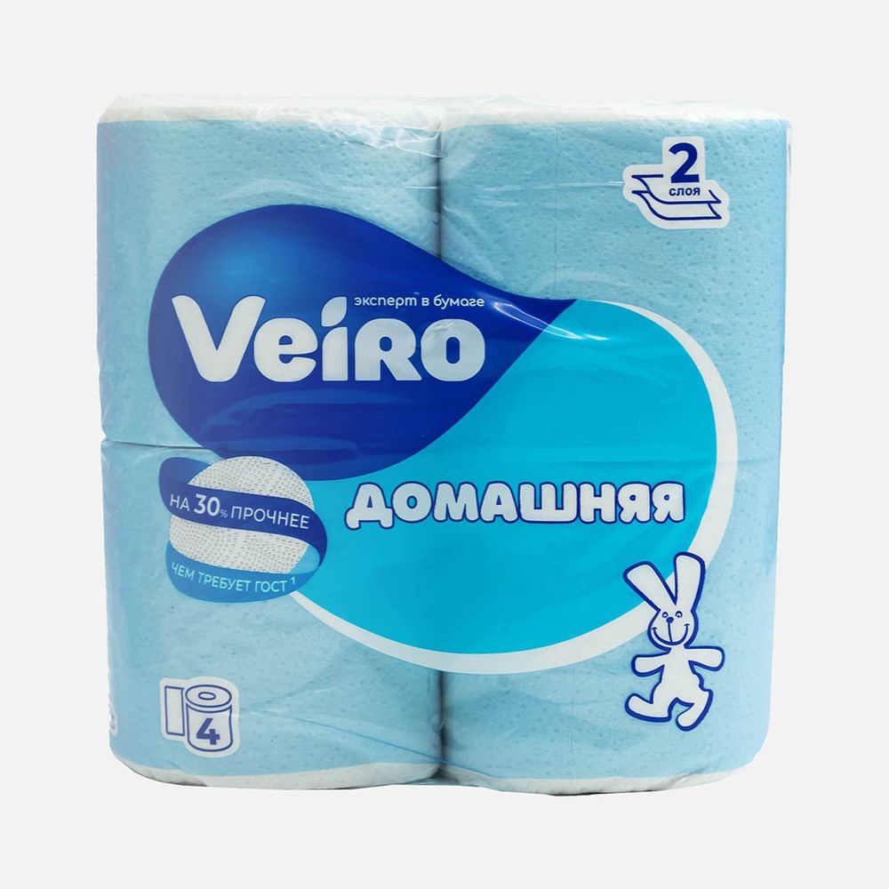 Бумага туалетная Veiro Домашняя 2 сл (4 рул/12 шт)