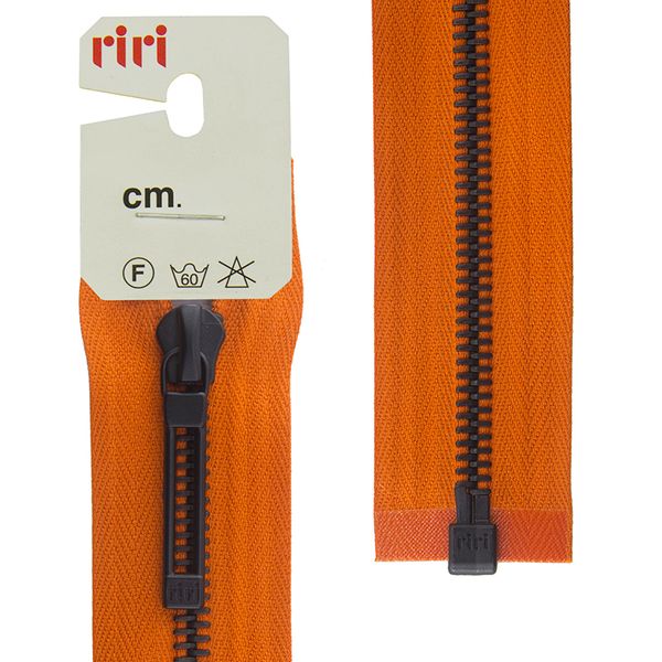 Молния металл RIRI Т6 (6 мм) 1 зам., разъем., 70 см, BI, слайд.Stab, цв.2404, оранж., 1 шт