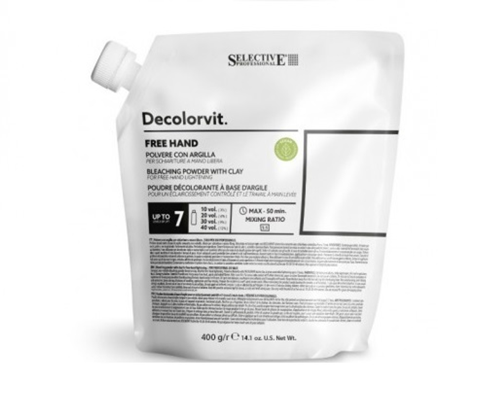DECOLORVIT FREE HAND Порошок обесцвечивающий с глиной, 400г