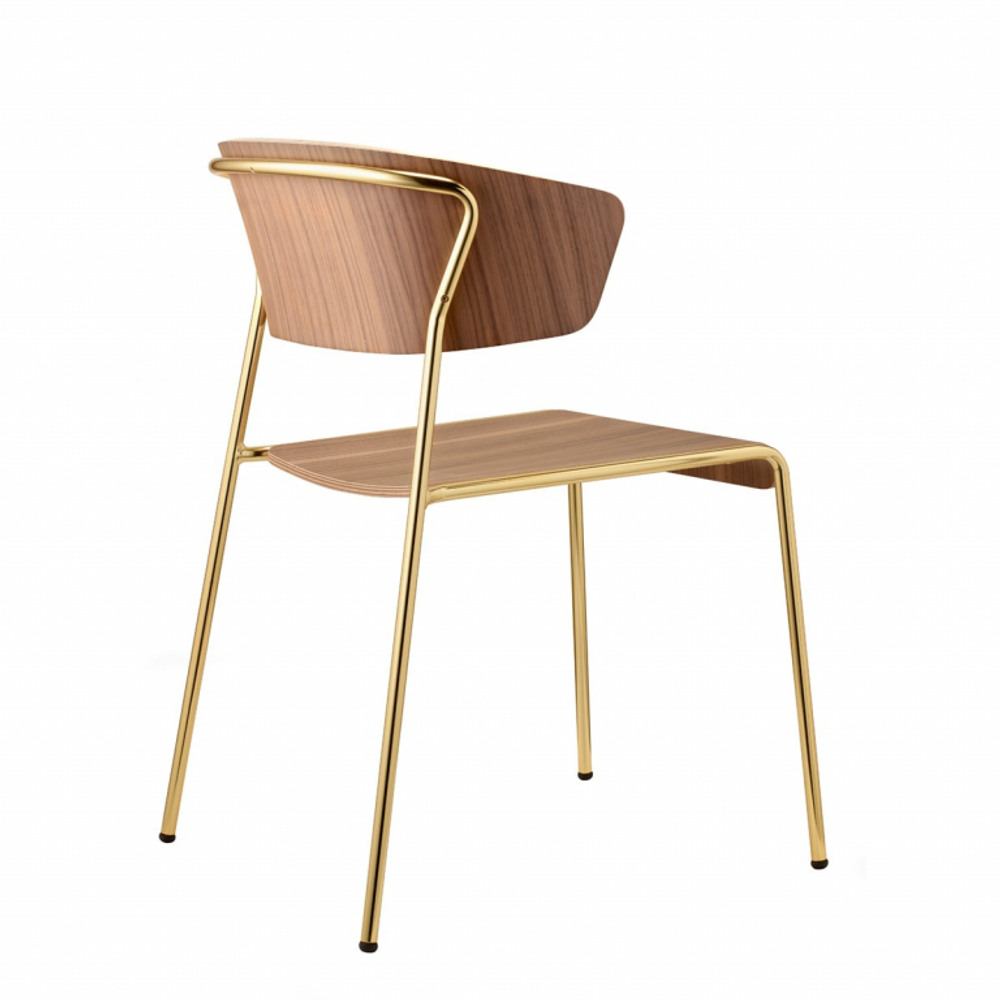 Кресло деревянное Scab Design Lisa Wood, сатинированная латунь, орех