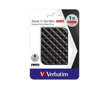 Внешний накопитель Verbatim Store 'n' Go mini SSD 1TB, USB 3.2 Gen1, R/W 450/450 МБ/с