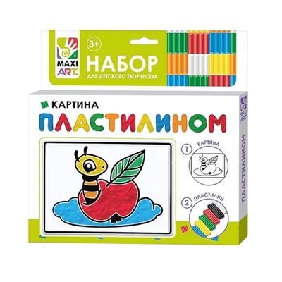 Набор для детского творчества, картина пластилином "Яблочко" 10х15см (Maxiart)