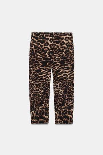 ZARA ЭЛАСТИЧНЫЕ БРЮКИ КАПРИ, ЛЕОПАРДОВЫЙ
