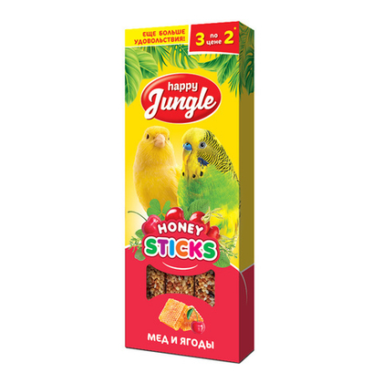 HAPPY JUNGLE Палочки для птиц, мед и ягоды
