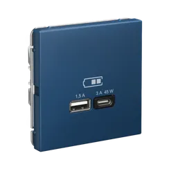 Розетка с USB A+C Systeme Electric ArtGallery Аквамарин GAL001129