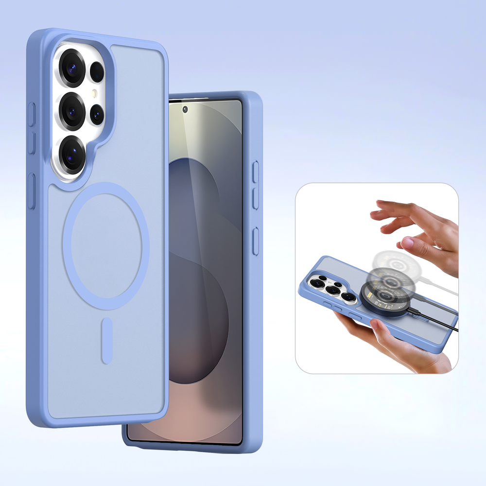 Чехол кошелек из кожи светло-синего цвета для Samsung Galaxy S26 Ultra, серия Lawa Series от Dux Ducis