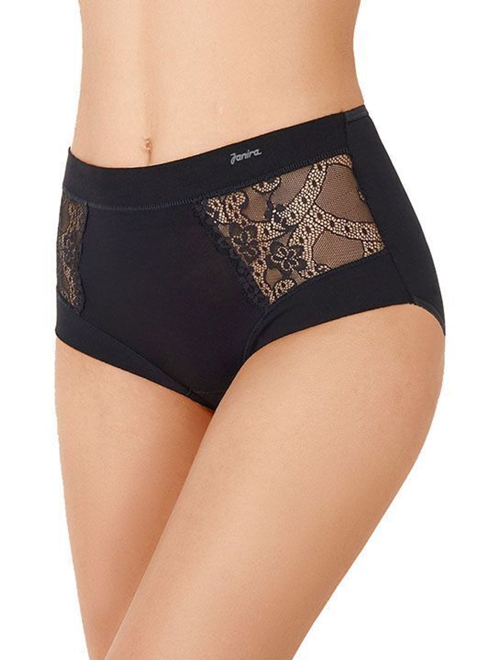 Высокие трусики Charm Cotton с кружевными вставками (Размер: M) (Цвет: кремовый)