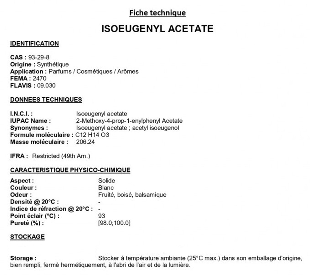 ISOEUGENYL ACETATE 10% / ИЗОЭВГЕНИЛАЦЕТАТ CAS 93-29-8 и 5912-87-8
